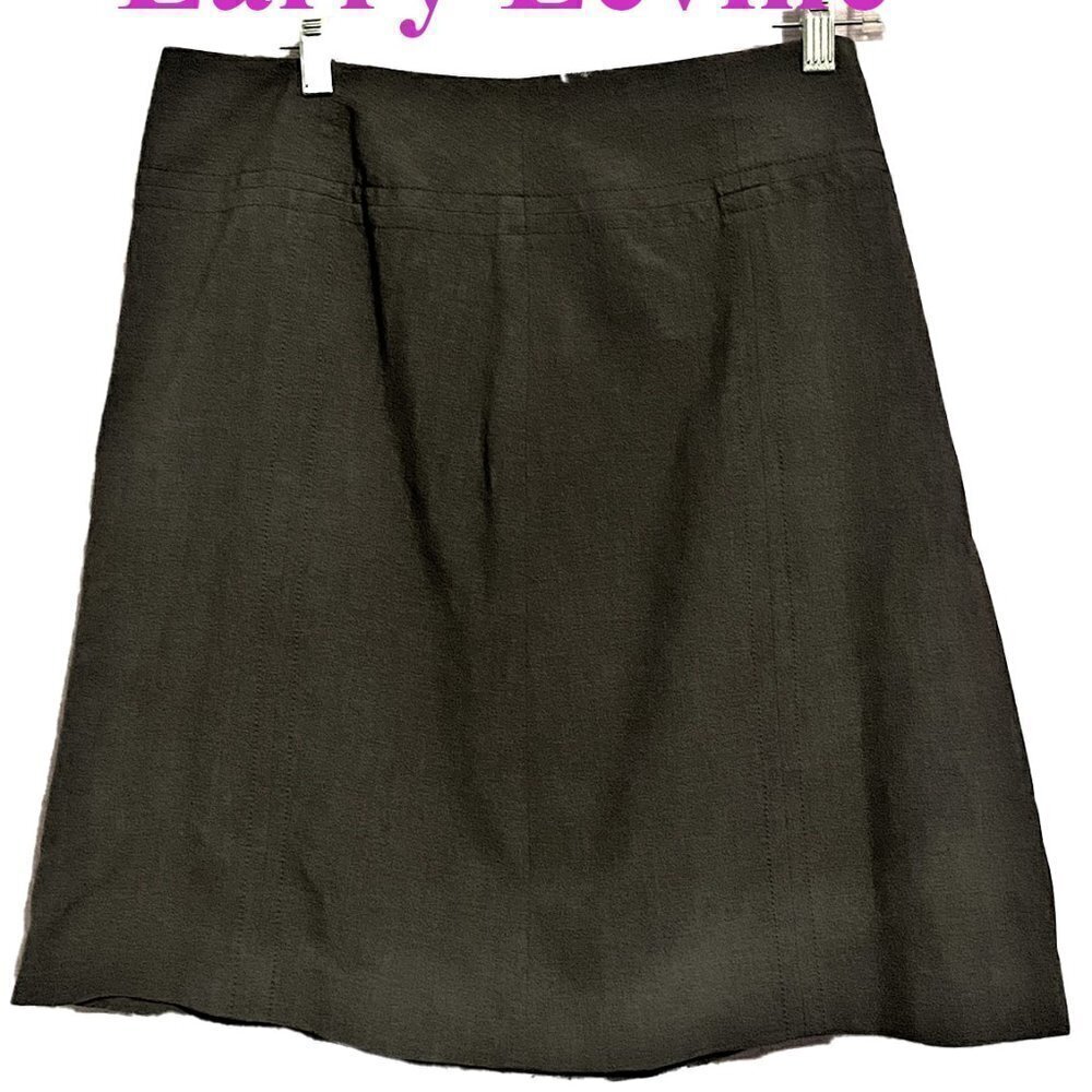 NWOT Larry Levine Stretch Dark Gray Midi Skirt